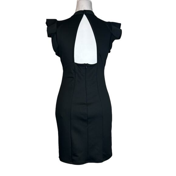 Leola Couture Dress Womens Size S Black Cutout Ruffle Classic Feminine Party LBD - Picture 3 of 10